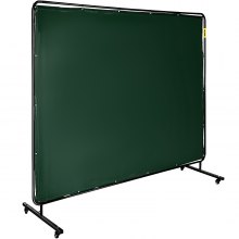 VEVOR Welding Screen with Frame 8' x 6', Welding Curtain with 4 Wheels, Welding Protection Screen Green Flame-Resistant Vinyl, Portable Light-Proof Professional