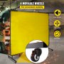 VEVOR Welding Screen with Frame 8' x 6', Welding Curtain with 4 Wheels, Welding Protection Screen Yellow Flame-Resistant Vinyl, Portable Light-Proof Professional