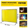 VEVOR Welding Screen with Frame 8' x 6', Welding Curtain with 4 Wheels, Welding Protection Screen Yellow Flame-Resistant Vinyl, Portable Light-Proof Professional