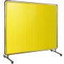 VEVOR Welding Screen with Frame 8' x 6', Welding Curtain with 4 Wheels, Welding Protection Screen Yellow Flame-Resistant Vinyl, Portable Light-Proof Professional