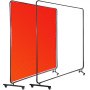 VEVOR Welding Curtain 6\' x 6\' Welding Screens Flame Retardant 3 Panel Welding Curtain with Frame and Wheels, Translucent Welding Shield, Flame Resistance Weld Curtain, Adjustable Size, Red