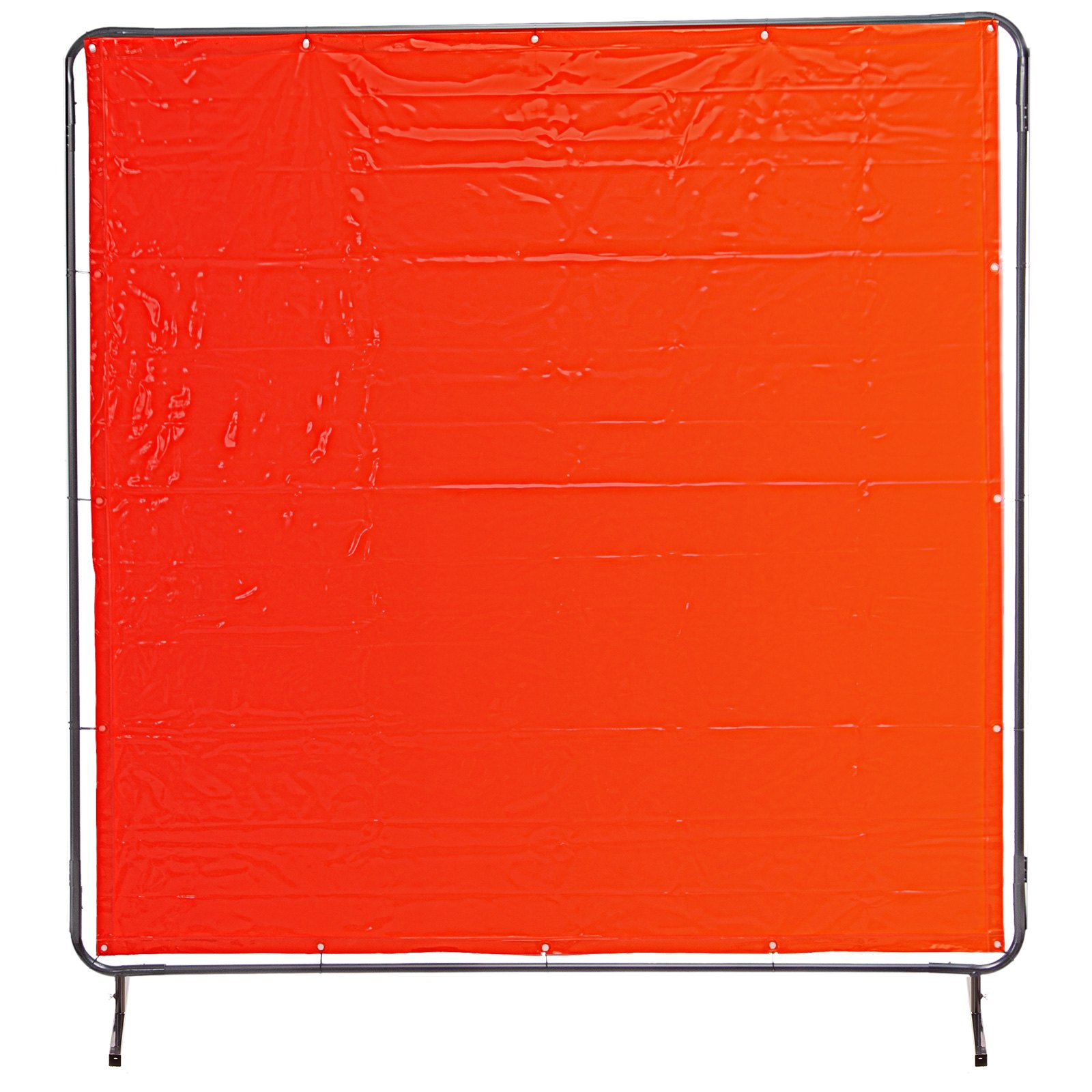 red VEVOR welding screen with metal frame and standing feet.