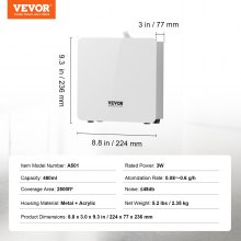 VEVOR Scent Air Machine for Home 480ML Cold Air Diffuser 2500sq.ft Waterless