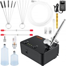 VEVOR Airbrush Kit, Portable Airbrush Set with Compressor, Airbrushing System Kit w/Multi-Purpose Dual-Action Gravity Feed Airbrushes, Art Nail Cookie Tattoo Makeup