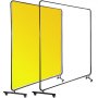 VEVOR Welding Curtain, 6' x 6', Flame Retardant Welding Screens with 3 Panels, Sturdy Frame and Movable Wheels, Flame Resistance Translucent Welding Shield w/ Adjustable Size, Yellow
