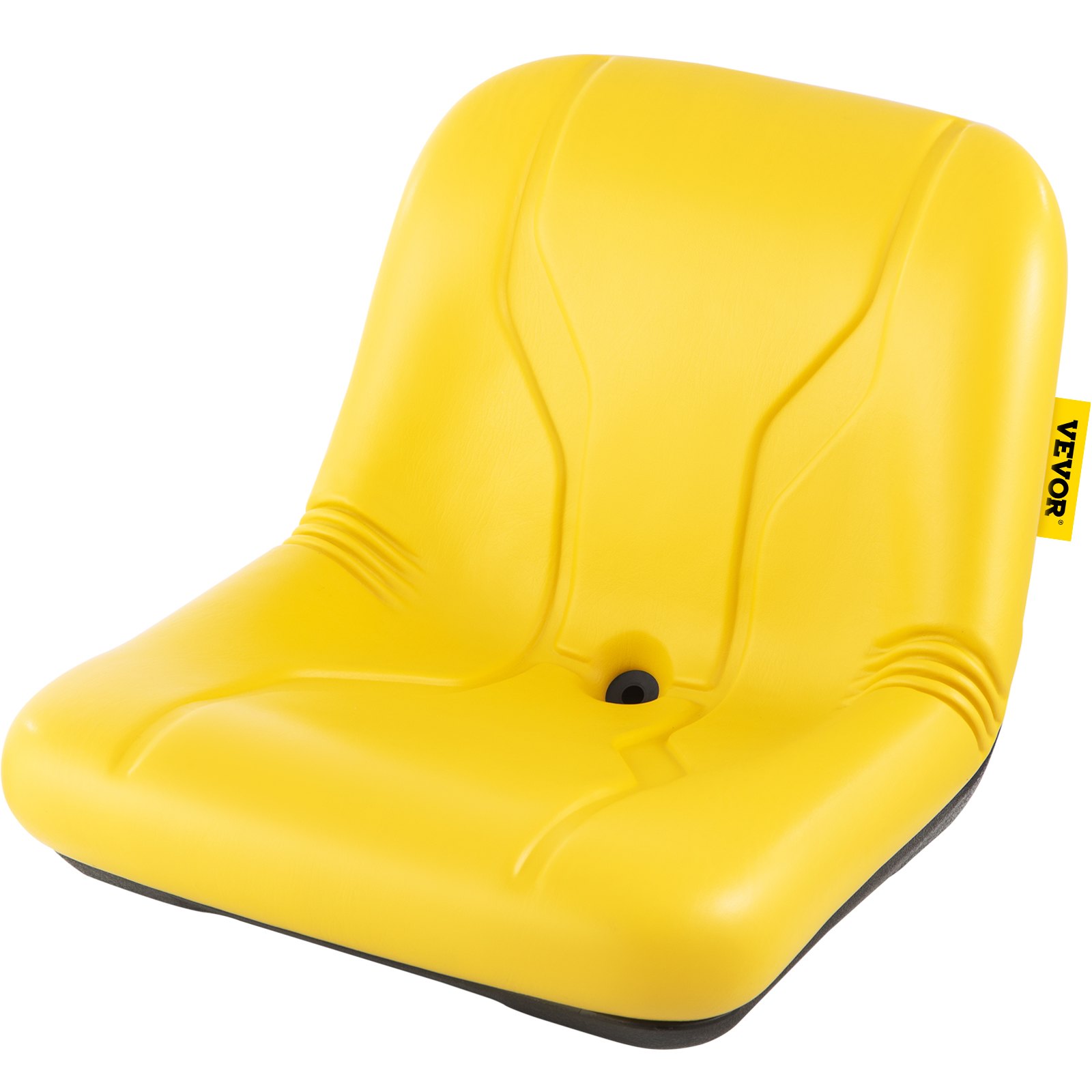 VEVOR Universal Tractor Seat, Industrial High Back, PVC Lawn and Garden Mower Seat Replacement, Drain Hole Steel Frame Compact Forklift Seat, Compatible with Excavator, Mower, Forklift, Yellow