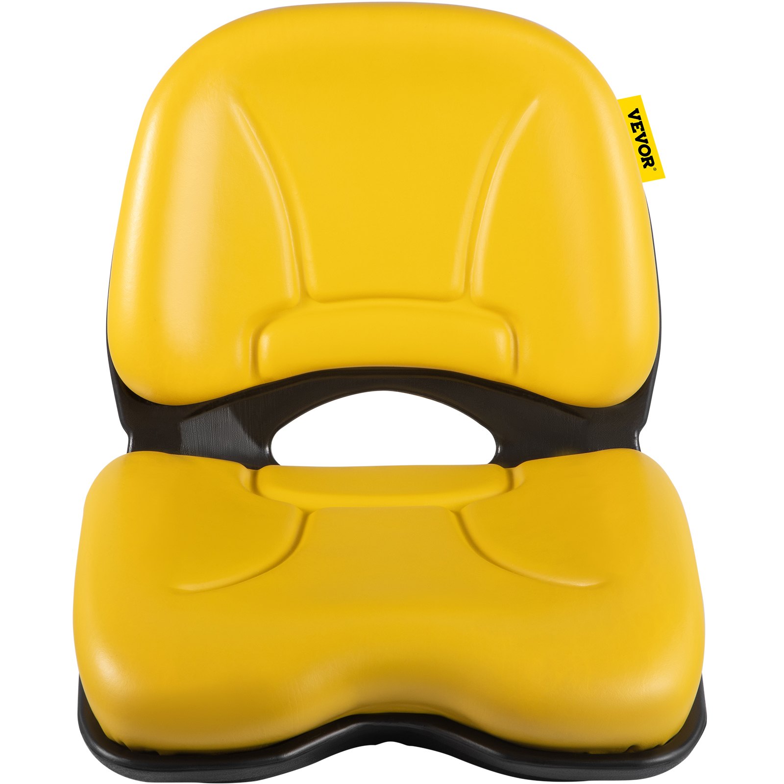VEVOR Universal Tractor Seat, Industrial High Back, Waterproof PVC Lawn and Garden Mower Seat Replacement, Steel Frame Forklift Seat with Drain Hole, Compatible with Excavator, Mower, Forklift, Yellow