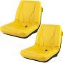 VEVOR Universal Tractor Seat, Industrial High Back, 2PCS PVC Lawn and Garden Mower Seat Replacement, Steel Frame Compact Forklift Seat w/ Drain Hole, Yellow