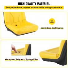 VEVOR Universal Tractor Seat, Industrial High Back, 2PCS PVC Lawn and Garden Mower Seat Replacement, Steel Frame Compact Forklift Seat w/ Drain Hole, Yellow