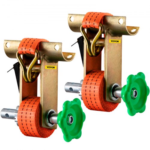 VEVOR Rack Ratchet, 1000 LBS Load Capacity Tube Mount Ratchet, 9' Length Tie Down Straps Pipe Steel Mounting Frame, Compatible with Most Rack, 2 Pack (1-7/8" OD Round Pipe, Orange)