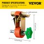VEVOR Rack Ratchet, 1000 LBS Load Capacity Tube Mount Ratchet, 9' Length Tie Down Straps Pipe Steel Mounting Frame, Compatible with Most Rack, 2 Pack (1-7/8" OD Round Pipe, Orange)