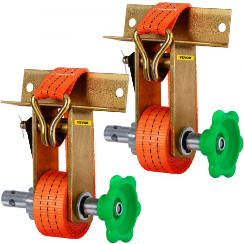 VEVOR Rack Ratchet, 1000 LBS Load Capacity Tube Mount Ratchet, 9' Length Tie Down Straps Pipe Steel Mounting Frame, Compatible with Most Rack, 2 Pack (1-1/2 Inch Wide Strap, Orange)