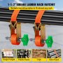 VEVOR Rack Ratchet, 1000 LBS Load Capacity Tube Mount Ratchet, 9' Length Tie Down Straps Pipe Steel Mounting Frame, Compatible with Most Rack, 2 Pack (1-1/2 Inch Wide Strap, Orange)