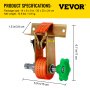 VEVOR Rack Ratchet, 1000 LBS Load Capacity Tube Mount Ratchet, 9' Length Tie Down Straps Pipe Steel Mounting Frame, Compatible with Most Rack, 2 Pack (1-1/2 Inch Wide Strap, Orange)