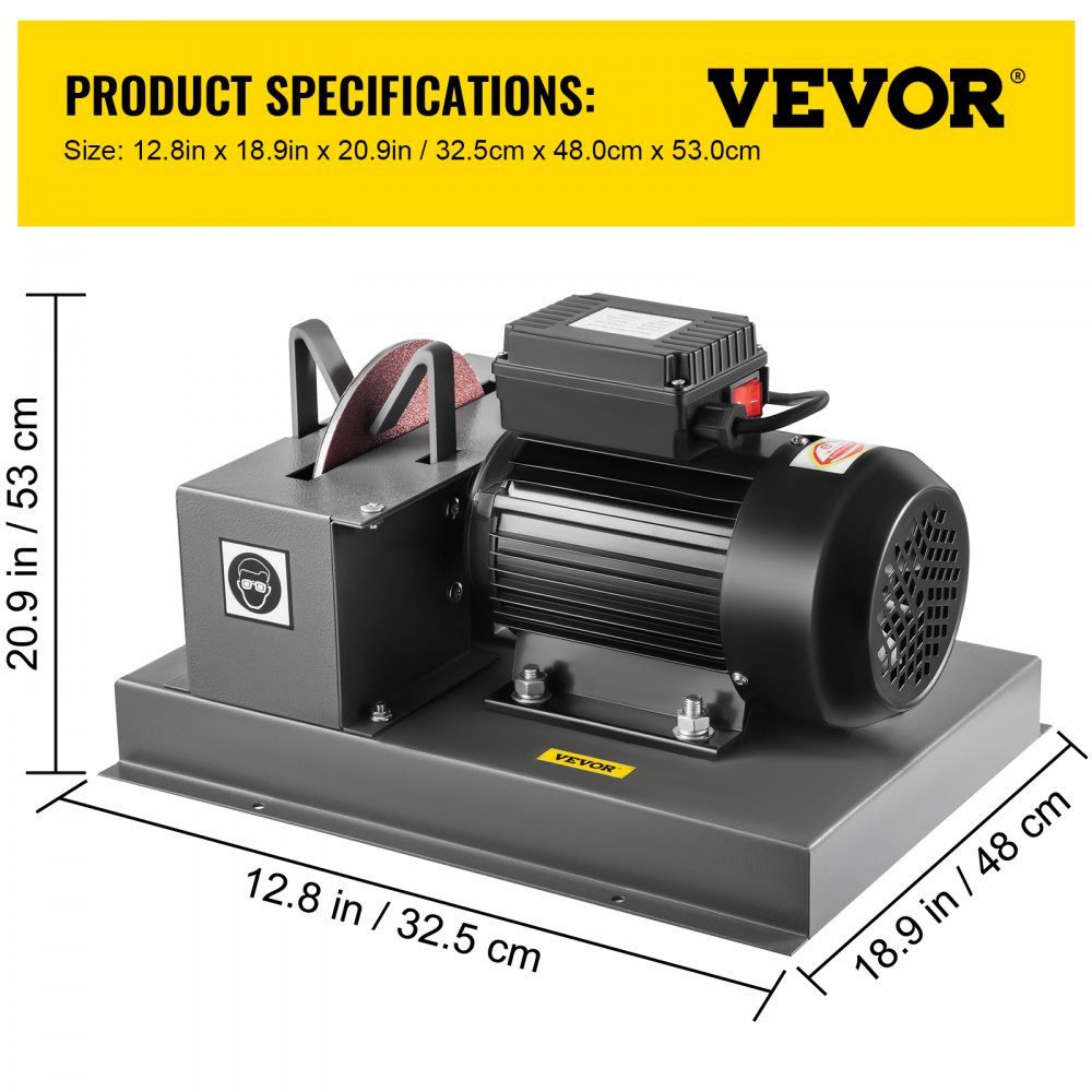 VEVOR Lawnmower Blade Grinder, 2/3 HP 1700 RPM Motor with 7'' Diameter Standard & Reverse Wheel, 30 & 40 Grinding Degree Steel Mower Sharper for Blades & Tool Grinding in Garden or Workshop