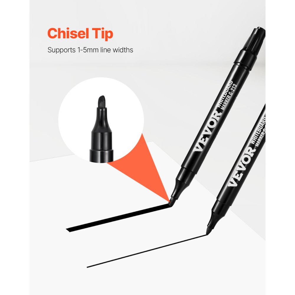 VEVOR Black Dry Erase Markers, 36 Pack Low-Odor Whiteboard Markers with Chisel Tip, Easily Clean Dry Erase Markers Bulk for School Office Home