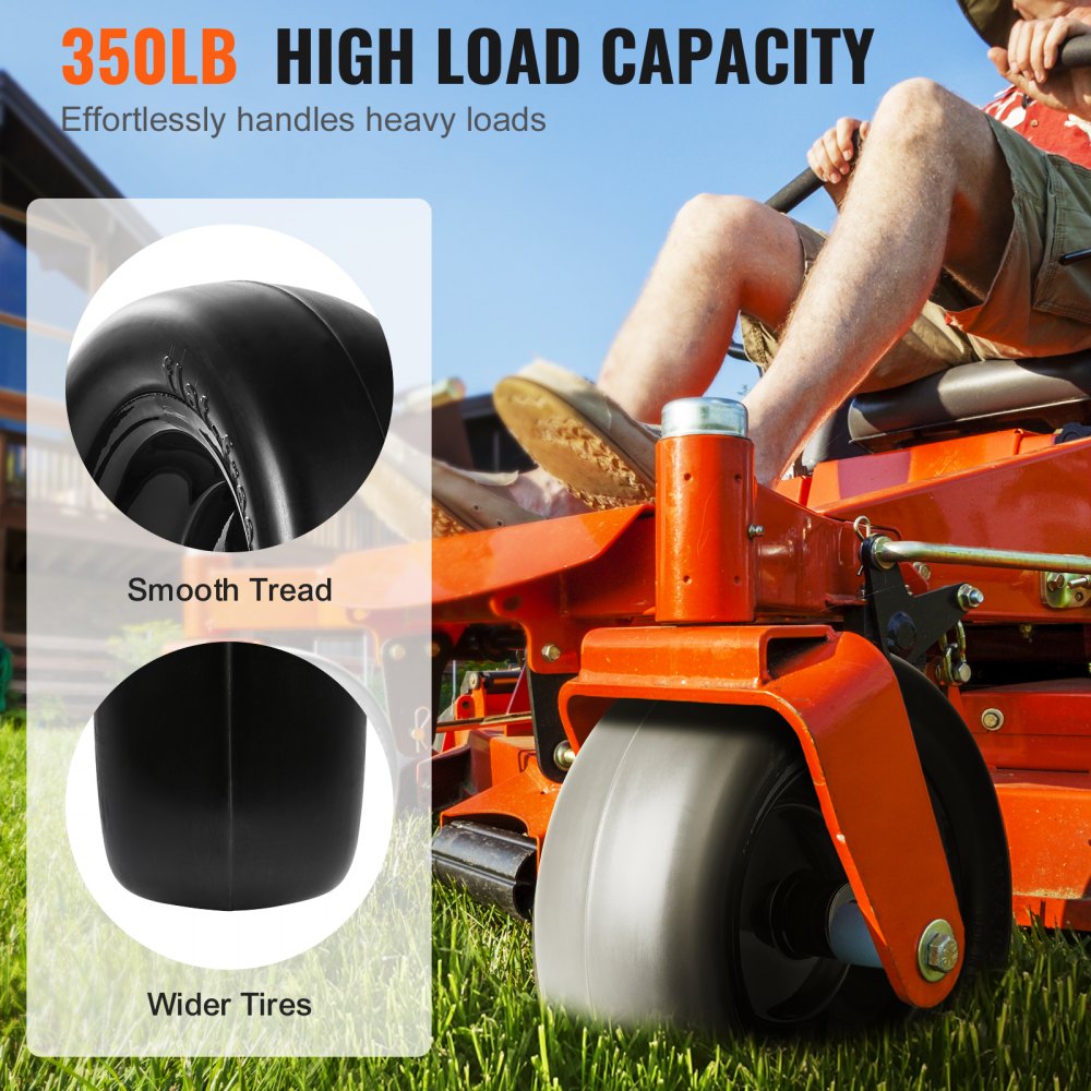 VEVOR Lawn Mower Tires with Rim, 278 x 100-177 mm Tubeless Tractor Tires, 2-Pack Tire and Wheel Assemby, Flat-free PU Tire, 86.36 mm Centered Hub,19.05 mm Bushing Size, 20 PCS Adapters for Riding Mowers Lawn Tractors