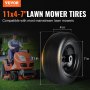 VEVOR Lawn Mower Tires with Rim, 11x4-7" Tubeless Tractor Tires, 2-Pack Tire and Wheel Assemby, Flat-free PU Tire, 3.4" Centered Hub, 3/4" Bushing Size, 20 PCS Adapters for Riding Mowers Lawn Tractors