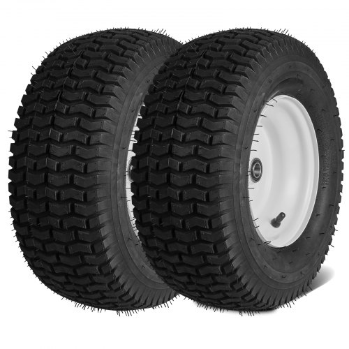 VEVOR Lawn Mower Tires with Rim, 16x6.5-8" Tubeless Tractor Tires, 2-Pack Tire and Wheel Assembly, Turf Pneumatic Tires, 3" Offset Hub, 3/4" Bushing Size, 16 PCS Adapters for Riding Mower Lawn Tractor