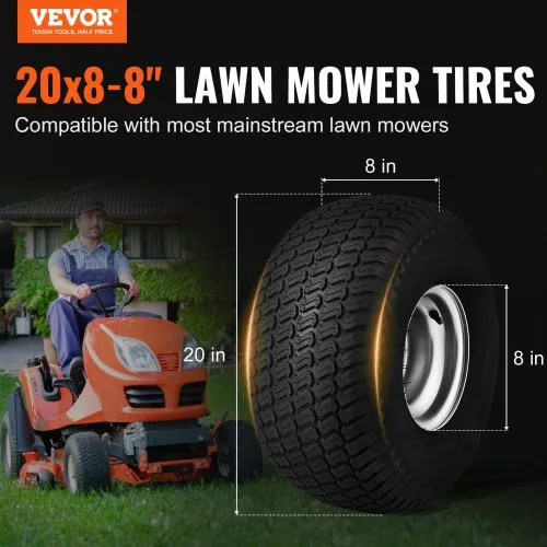 Pneu Tondeuse Autoportée 20x10.00-8 Avec Chambre à Air - Profil LG02, 4PR, Pour Gazon - 9