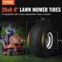 VEVOR Lawn Mower Tires with Rim, 20x8-8" Tubeless Tractor Tires, 2-Pack Tire, S-Turf Pneumatic Tires with 3.5" Offset Hub and 3/4" Bushing Size, for Riding Mowers Lawn Tractors