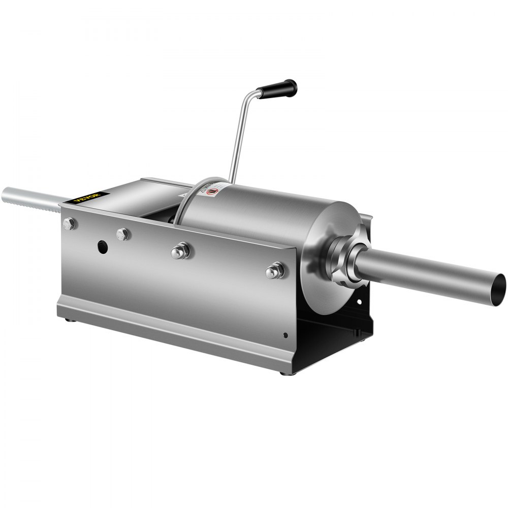 VEVOR sausage stuffer, stainless steel, hand crank, horizontal design.