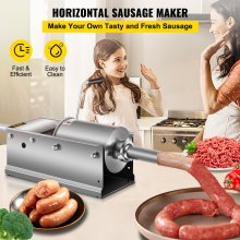 VEVOR Sausage Stuffer Machine 3L Stainless Steel Sausage Filler Horizontal Manual Sausage Meat Stuffer Machine for Making Hot Dog Sausages Bratwurst Suitable for Home and Commercial Use