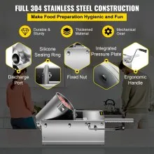VEVOR Sausage Stuffer Machine 3L Stainless Steel Sausage Filler Horizontal Manual Sausage Meat Stuffer Machine for Making Hot Dog Sausages Bratwurst Suitable for Home and Commercial Use