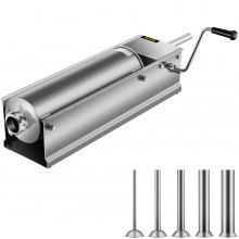 VEVOR Manual Sausage Stuffer, 7 L / 15 LBS Horizontal Sausage Machine, Dual-Speed Meat Stuffer, Made of Food-Grade 304 Stainless Steel, Includes 5 Stuffing Tubes, for Home Kitchen Restaurant Commercia