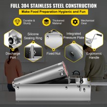 VEVOR Sausage Stuffer Machine 7L Stainless Steel Sausage Filler Horizontal Manual Sausage Meat Stuffer Machine for Making Hot Dog Sausages Bratwurst Suitable for Home and Commercial Use