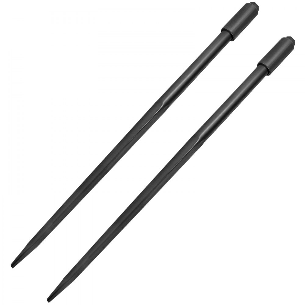 VEVOR Two 49" 3000 lbs Hay Spears Nut Bale Spike Fork Tine, A Pair of Bale Spear, Black