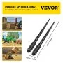 VEVOR Hay Spears, 49inch Hay Bale Spear, 3000lbs Bale Hay Spike, 1.75inch Wide Spike Fork Tine, Black Coated Hay Spear Attachment with Sleeve and Nut, 1 Pair for Tractors Loaders Buckets Skid-steers