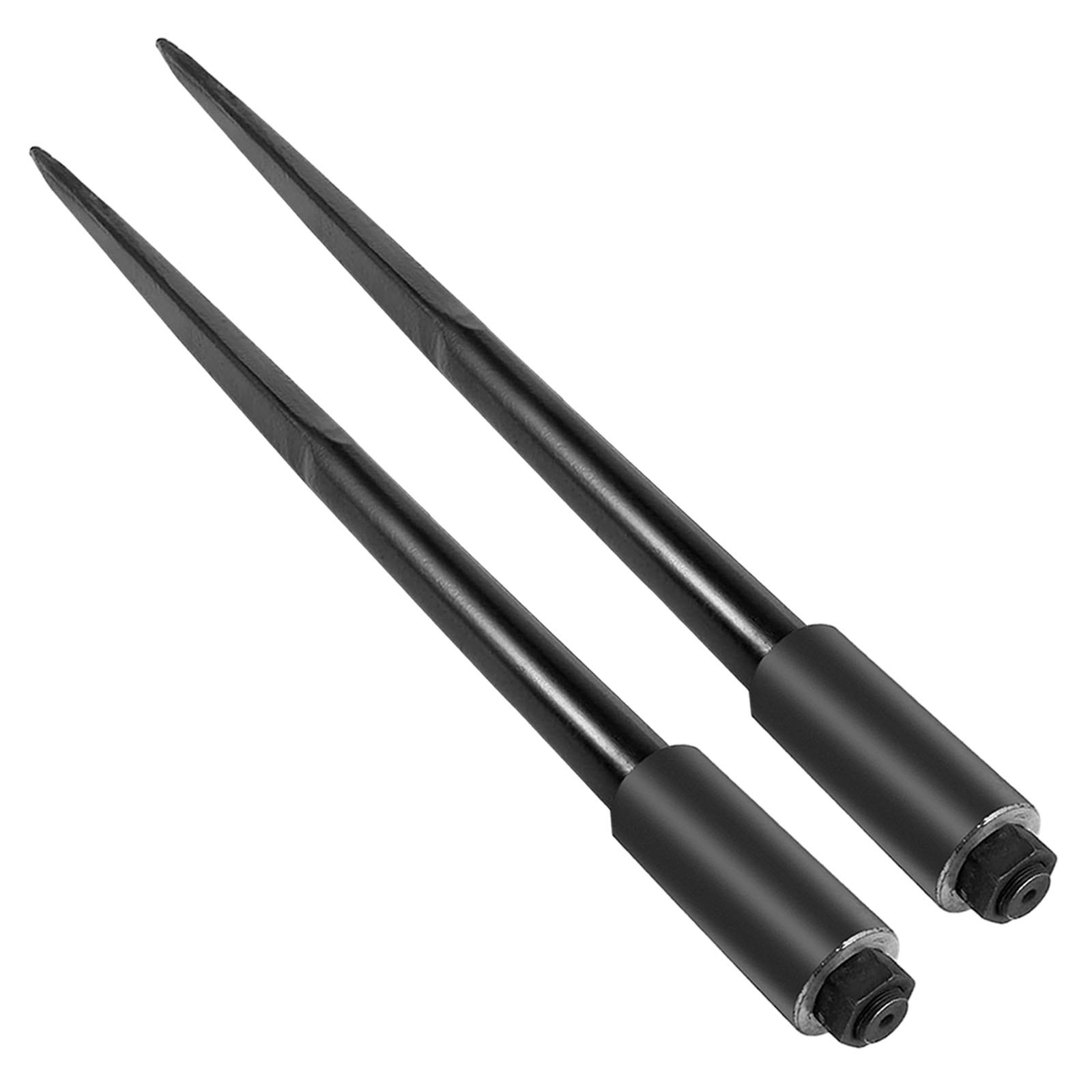 VEVOR Hay Spears, 49inch Hay Bale Spear, 3000lbs Bale Hay Spike, 1.75inch Wide Spike Fork Tine, Black Coated Hay Spear Attachment with Sleeve and Nut, 1 Pair for Tractors Loaders Buckets Skid-steers