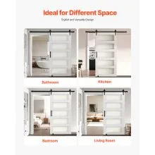 VEVOR Sliding Barn Door with Hardware Kit 42 x 84 inch MDF Panel Frosted Glass