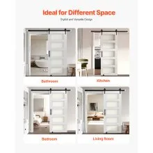 VEVOR Sliding Barn Door with Hardware Kit 32 x 84 inch MDF Panel Frosted Glass