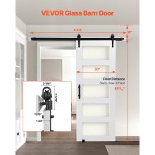 VEVOR Sliding Barn Door with Hardware Kit 30 x 84 inch MDF Panel Frosted Glass