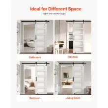 VEVOR Sliding Barn Door with Hardware Kit 30 x 84 inch MDF Panel Frosted Glass