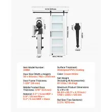 VEVOR Sliding Barn Door with Hardware Kit 30 x 84 inch MDF Panel Frosted Glass