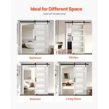VEVOR Sliding Barn Door with Hardware Kit 914 x 2134mm MDF Panel Frosted Glass