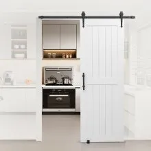 VEVOR Sliding Barn Door with Hardware Kit 762 x 2134mm MDF Panel PVC Surface