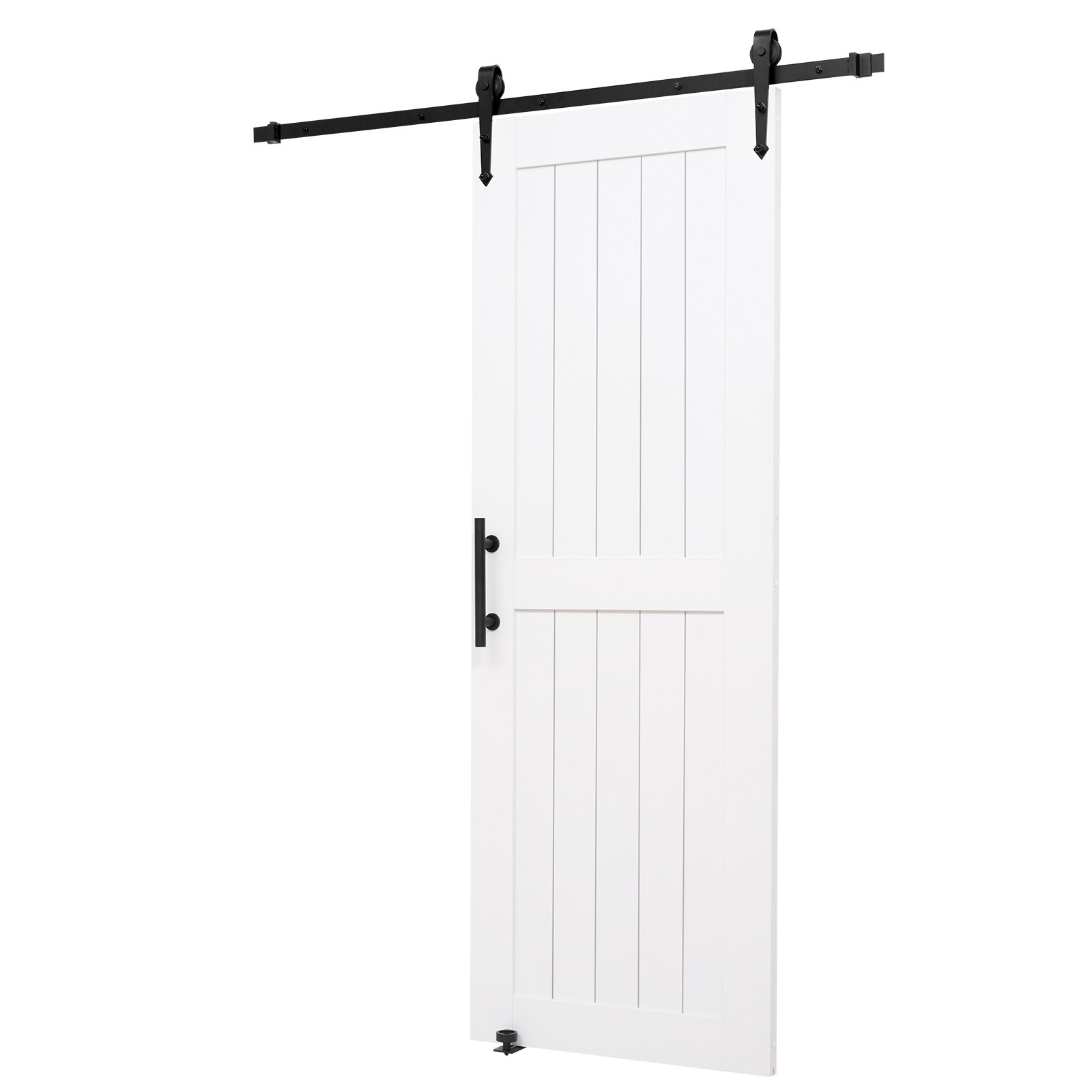 VEVOR Sliding Barn Door, 762 x 2134mm, High-Strength MDF Panel, Barn Door with Hardware Kit, Water-Proof PVC Surface, Easy to Install, H-Frame, Smoothly and Quietly Sliding for Living Room, Bathroom