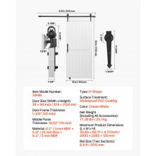 VEVOR Sliding Barn Door with Hardware Kit 914 x 2134mm MDF Panel PVC Surface