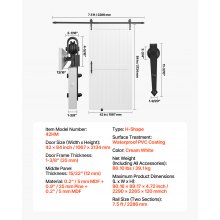 VEVOR Sliding Barn Door with Hardware Kit 1067 x 2134mm MDF Panel PVC Surface
