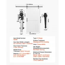 VEVOR Sliding Barn Door with Hardware Kit 1067 x 2134mm MDF Panel PVC Surface