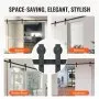 VEVOR 304.8 cm Sliding Barn Door Hardware Kit, 149.7 kg Loading Heavy Duty Barn Door Track Kit for Single Door, Fit 140.2-158.5 cm Wide and 3.3-4.6 cm Thick Door Panel, with Smooth & Silent Pulley (J Shape)