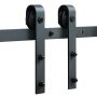 VEVOR sliding barn door hardware kit featuring black metal rollers and brackets for smooth sliding.