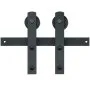 black VEVOR sliding barn door hardware with dual rollers mounted on flat metal brackets.
