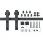 VEVOR sliding barn door hardware set with track, rollers, screws, spacers, and brackets.