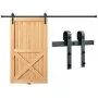 VEVOR 8FT Sliding Barn Door Hardware Kit, 149.7 kg Loading Heavy Duty Barn Door Track Kit for Single Door, Fit 112.8-131.1 cm Wide and 3.3-4.6 cm Thick Door Panel, with Smooth & Silent Pulley (J Shape)