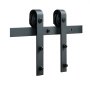 VEVOR sliding barn door hardware kit featuring black metal rollers and a sleek horizontal track.